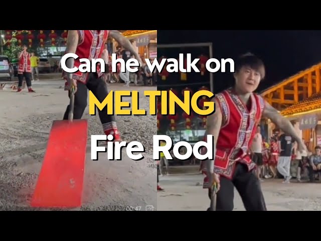 😱😱Melting iron rod show😲😮#fireshow#shortvideos#trending