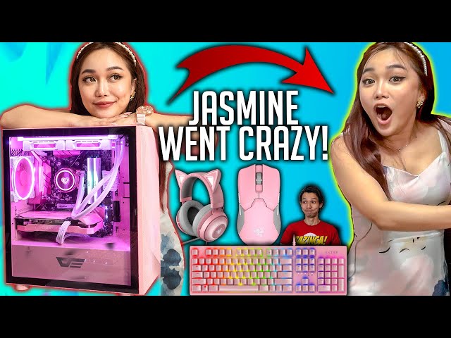 Jasminelhr's Reaction is PRICELESS! | ALL PINK PC + Razer Quartz set!