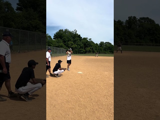 Men’s Slowpitch Softball 🥎 my 65 year old dad gets a hit 💪🏼 #asa #sundayleague #usssa