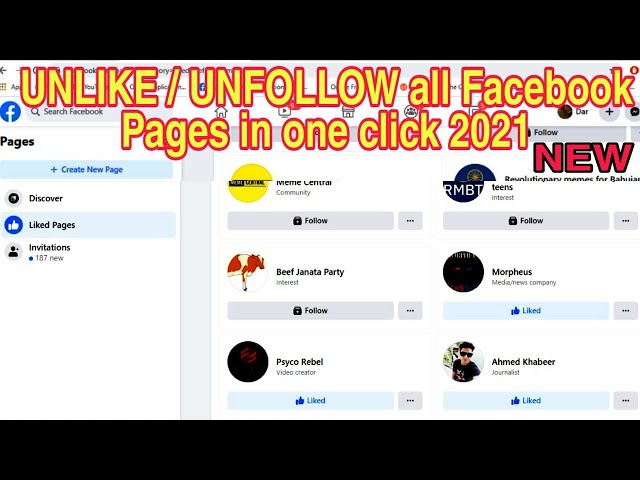 How To Unlike Pages on Facebook All at once 2021 - Unlike Unfollow all Facebook pages in one click