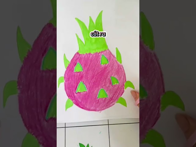 diy-tự làm quạt hình trái cây- trái thanh long #color #diy