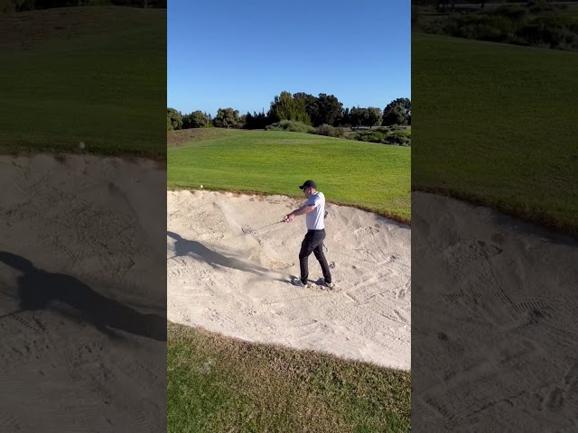 How many 🦀 for this chip out of the sand trap #golf #pga #chip #wedge #bunker #sand #par #golfer