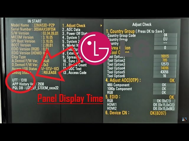 LG TV Display Total Usage Hours ( UTT ) and Hours Reset through Service Menu codes