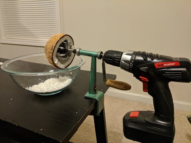 Drill hack to scrape coconut