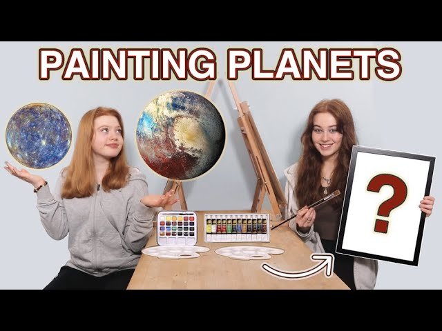 Painting Planets Wall Art Challenge *DIY Space Art Paintings | Sis vs Sis | Ruby and Raylee