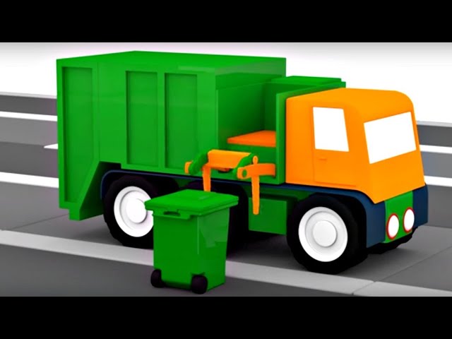 Dibujos animados de coches. ¡Un camión de basura! ¡Monta un coche a partir de piezas!