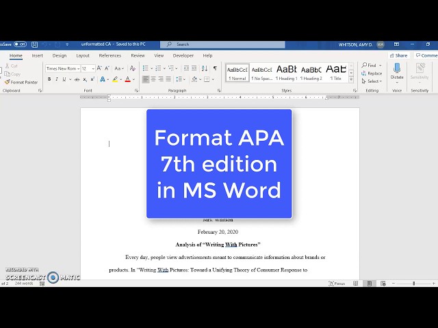 APA 7th edition in MS Word