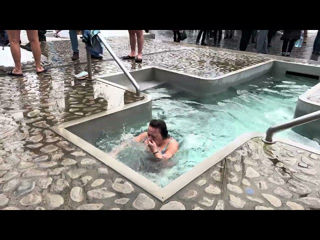 Bathing in cold water for baptism -7°C degrees Celsius in Ukraine, January 2022