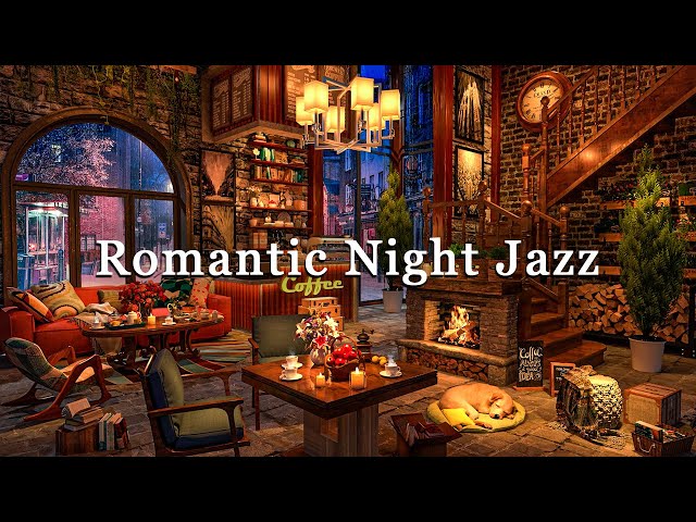 Romantic Rainy Night at Coffee Shop Jazz for Unwind, Stress Relief ☕ Smooth Jazz Instrumental Music