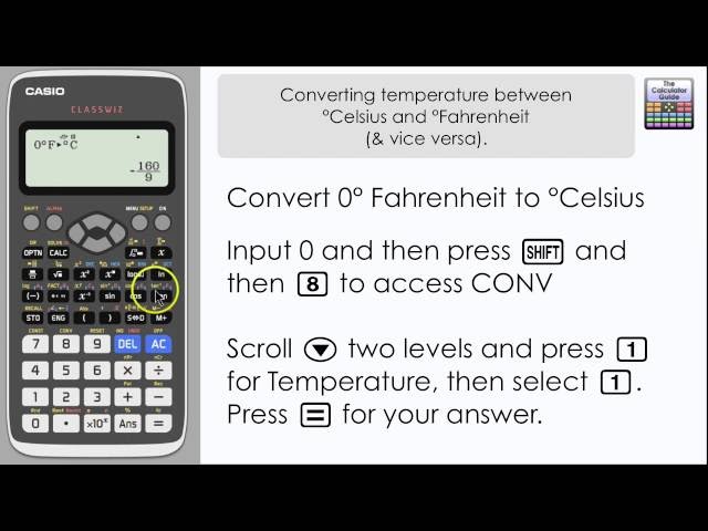 Convert temperature between Celsius & Fahrenheit on Casio Classwiz (fx-991EX, Calculator, scales)
