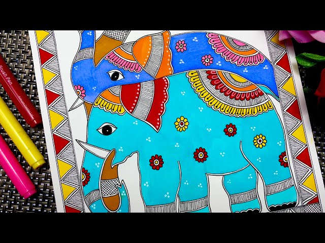 Easy Folk art painting || Madhubani Painting for Beginners || Mithila Painting || Folk Art