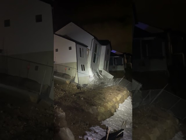 Video captures collapse of two Utah houses as they give way to wet, saturated soil