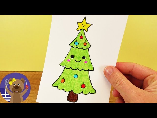 Ζωγραφίζουμε ένα χριστουγεννιάτικο δέντρο KAWAII!