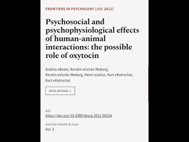 Psychosocial and psychophysiological effects of human-animal interactions: the possib... | RTCL.TV