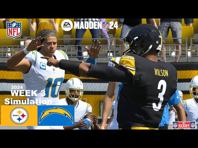 Madden 24 Pittsburgh Steelers vs Los Angeles Chargers Week 3 (Madden 25  Roster) 2024 Sim Game Play