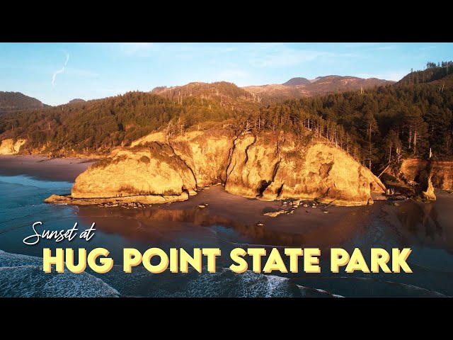 Hug Point State Park at Sunset | Oregon Coast | Drone 4K
