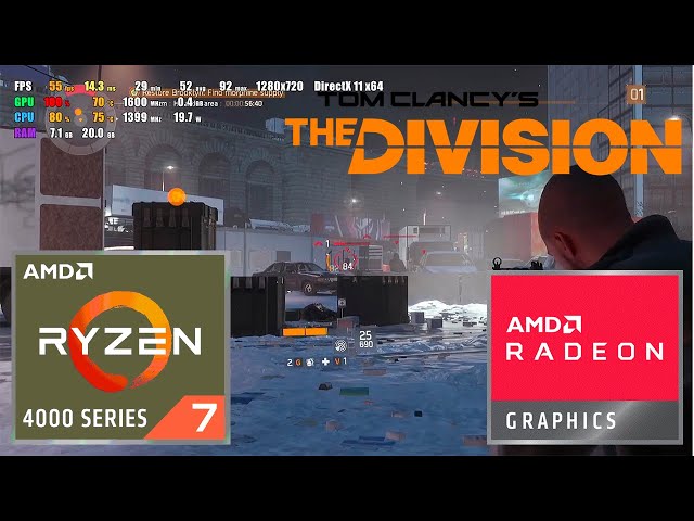 The Division - AMD Ryzen 7 4700U - Radeon Vega 7 (Integrated Graphics) - Test Gameplay