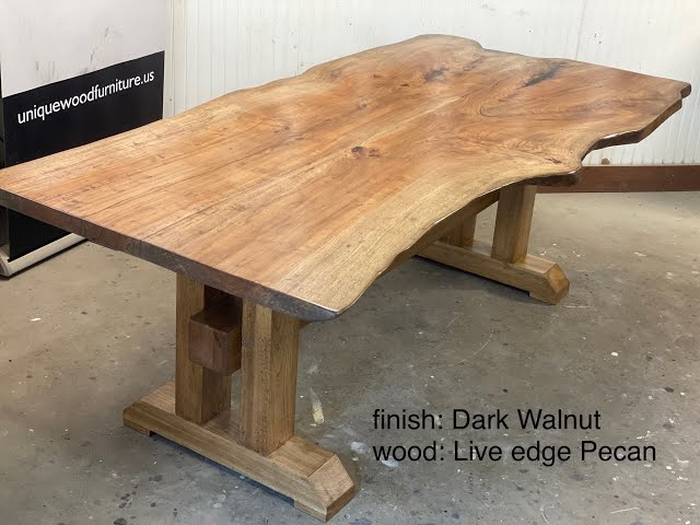 Solid live edge Pecan slab dining table making of 🪵