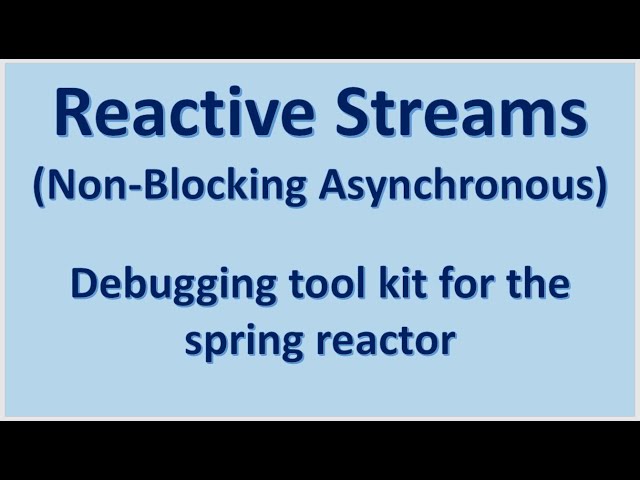 Debugging tool kit for the spring reactor - Reactive Streams (Non-Blocking Asynchronous)