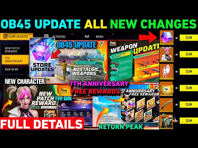 Ob45 New Update 🔥 Free Fire India Date & Time | FF Max New Ob44 Update Today Kab Aayega Changes