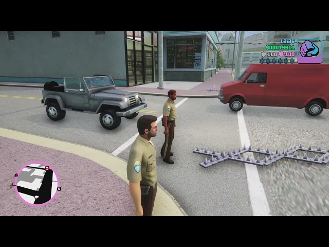 The chaotic situation by a cop in gta vice city.