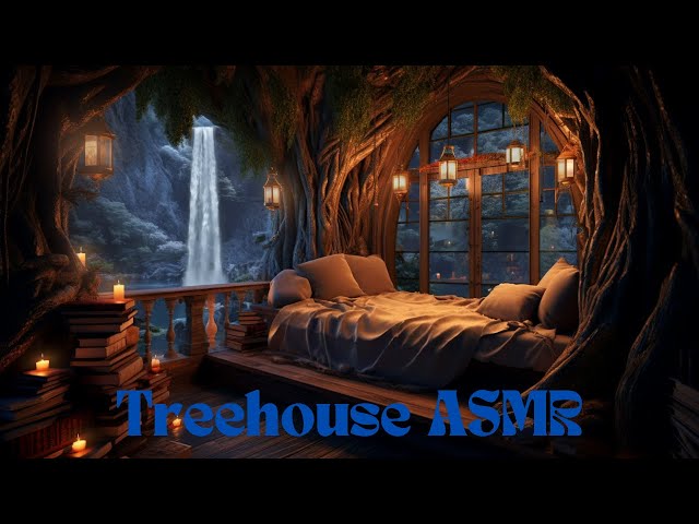 Tranquil Treehouse Retreat: Soothing Nature Sounds And Serene Waterfall For Ultimate Relaxation