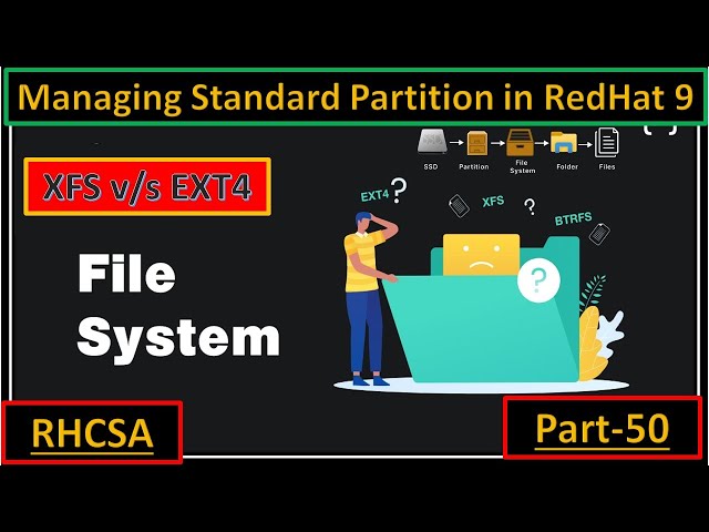 XFS vs EXT4 File System Explained -Managing Standard Partitions in Red Hat 9 | Part-50 | RHCSA