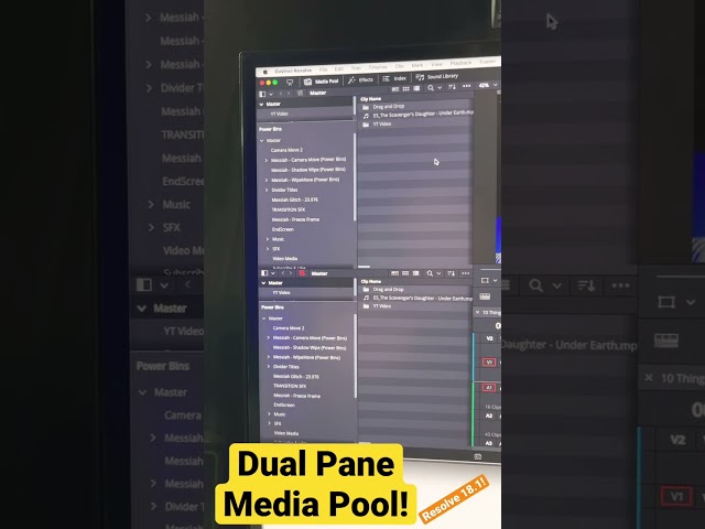 Dual Pane Media Pool in DaVinci Resolve 18.1 | New Feature!
