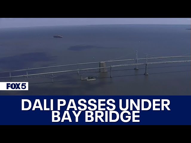 Baltimore Key Bridge collapse: Dali passes beneath Bay Bridge