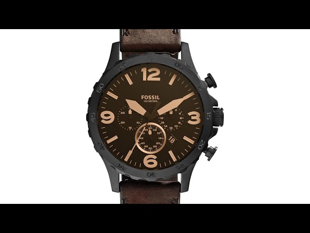 Unboxing Fossil Men's Nate Stainless Steel Quartz Chronograph Watch - 50mm - Leather Calfskin Strap