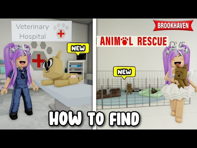 HOW TO FIND NEW **VETERINARY HOSPITAL & ANIMAL RESCUE** IN BROOKHAVEN 🏡RP ROBLOX 🏥 🐾