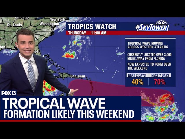 Tropical wave in Atlantic likely to become depression or storm this weekend