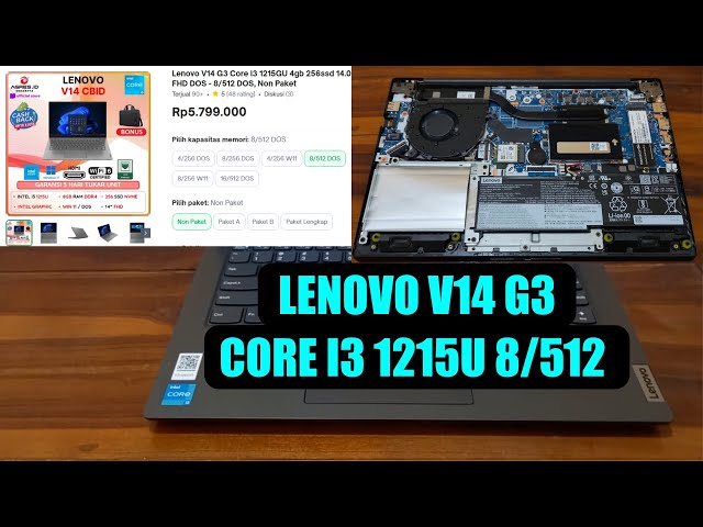 LENOVO V14 G3 CORE i3 1215U RAM 8 SSD 512, TEST SINGKAT. LAPTOP CORE i3 GEN 12 TERMURAH | REVIEW
