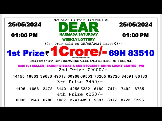 🔴 Lottery Sambad Live 01:00pm 25/05/24 Morning Nagaland State Dear Lottery Result Pdf Download