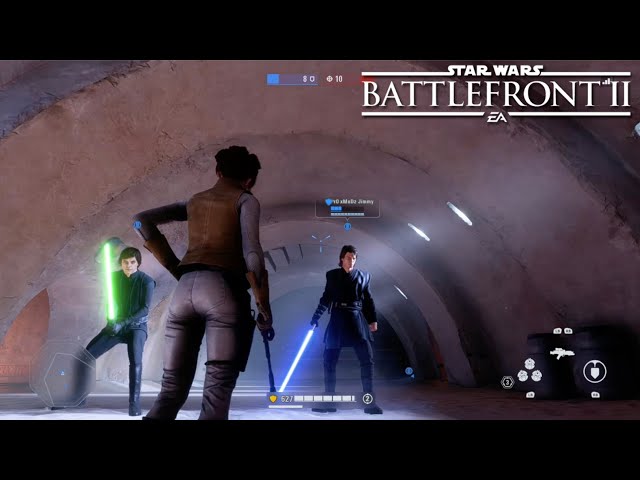 Leia Organa vs The Samurai with Sabers | Crazy long game of HvV!   Star Wars Battlefront 2