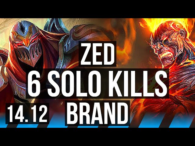 ZED vs BRAND (MID) | 6 solo kills, 600+ games, Dominating | EUNE Grandmaster | 14.12
