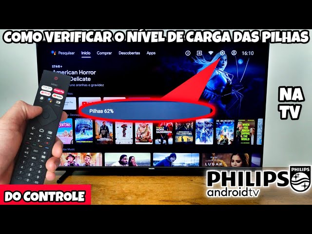 COMO VER O NÍVEL DE CARGA DAS PILHAS DO CONTROLE REMOTO NA TV PHILIPS ANDROID | 2024
