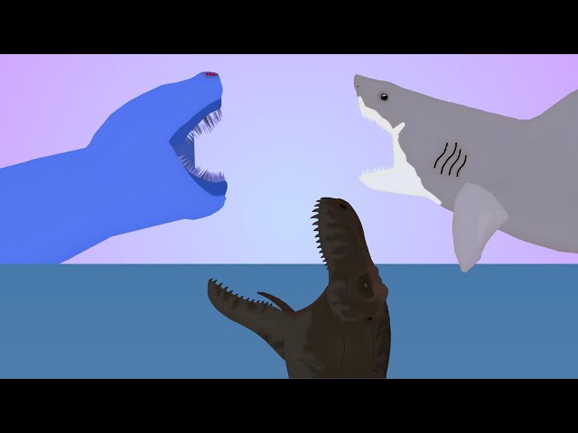 The Meg 3 vs Zombie T-Rex vs El Gran Maja - Stick Nodes Animation Showdown on an Aircraft Carrier!