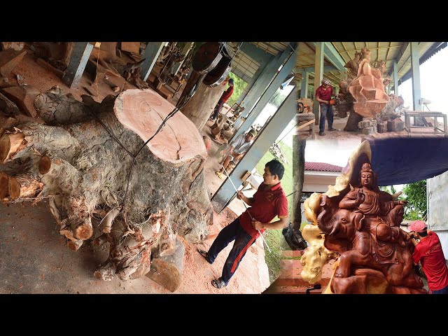 Đục pho tượng gỗ Phổ HIền Bồ Tát cao 3m | Nghệ nhân Âu Lạc 1