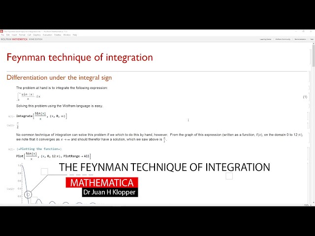 Feynman technique of integration