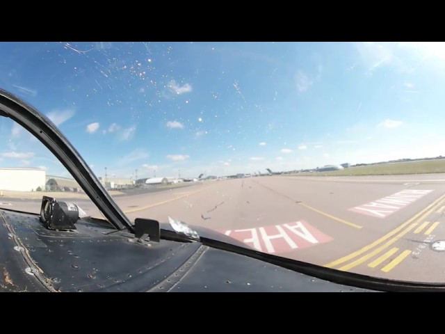 Landing in a Jet Provost at RAF Brize Norton, 360 cockpit video