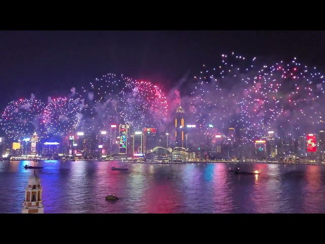 Hong Kong Celebrates 2024 Chinese New Year Fireworks