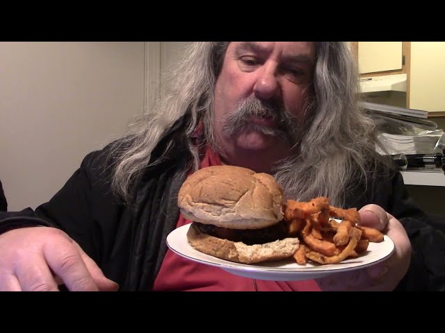 ASMR Eating Tex-Mex Turkey Burger/w Sweet Potatoe Fries
