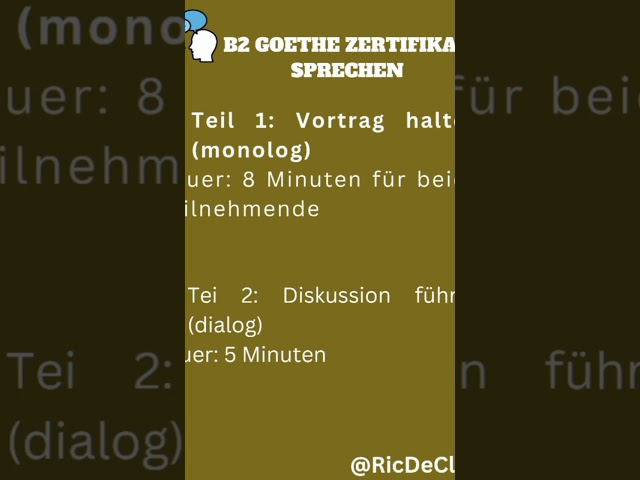 B2 Sprechen Goethe Zertifikat | Goethe Exam Zertifikat preparation #learning #german