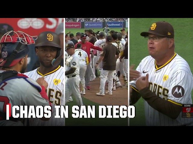 CHAOS 😱 Benches clear, hit pitch and manager ejected between the Nationals and Padres | ESPN MLB