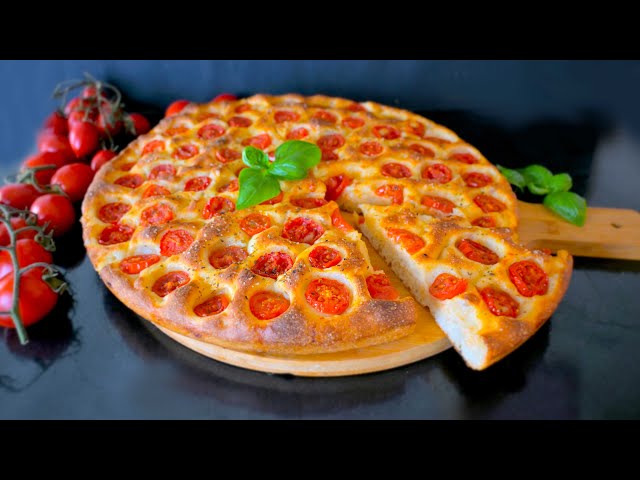 Italian focaccia with cherry tomatoes | Quick and easy to make!