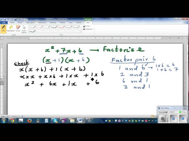 Factorising quadratics by finding factor pairs
