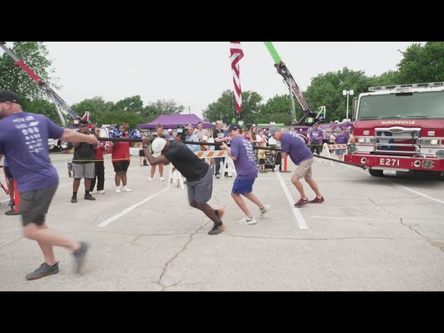 Dallas County Sheriff's Office, Duncanville police host fire truck pull for Special Olympics Texas