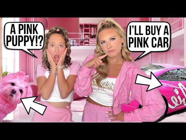 24 HOURS OF DOING EVERYTHING IN THE COLOR PINK BARBIE CHALLENGE! 🛍😱💗