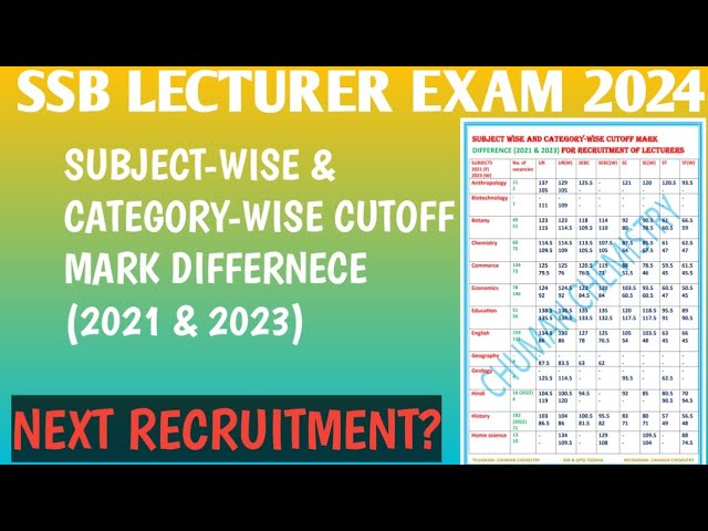 SSB ODISHA LECTURER CUTOFF DIFFERENCE (2021 & 2023)||SUBJECT-WISE & CATEGORY-WISE||NEXT RECRUITMENT